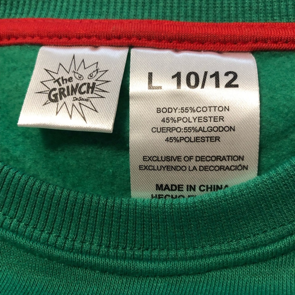 NWT How The Grinch Stole Christmas Holiday Sweatshirt 10/12 (Kids) - Picture 3 of 5